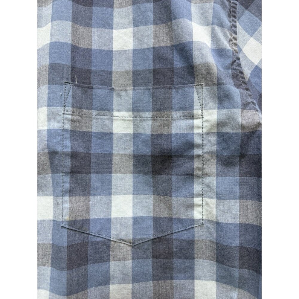 LEE Men's Shirt Premium Select Large Blue Plaid Short Sleeve Button Down GUC - Picture 3 of 11